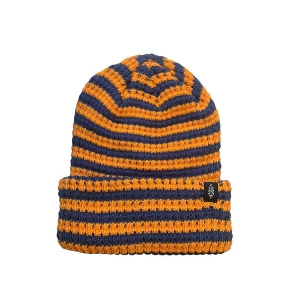 Free People Stripe It Up Beanie Varsity Orange Blue Waffle Knit One Size , NWT main image 4